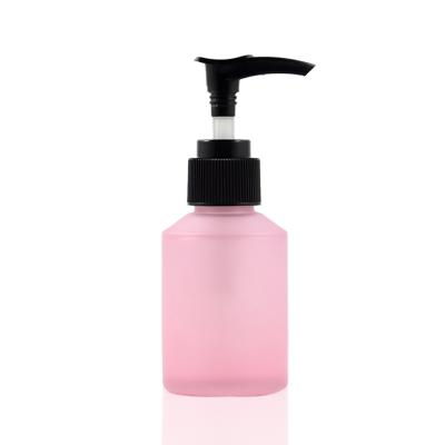 China Matte Black Tilted Shoulder Glass Jar Pink 60ml 100ml Tilted Shoulder Pump Wholesale Glass Bottle For Argan Oil, Hair Oil Container, Packaging For Shampoo for sale