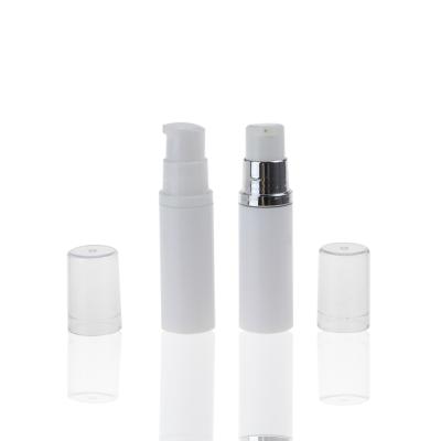 China PERSONAL CARE 5ML Mini White Airless Vacuum Bottle With Gold Color Lid For Serum, 5ml Small Plastic Airless Bottle With Pump for sale