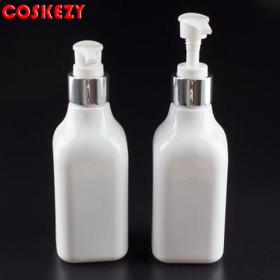 China Wholesale 200ml Glass White Pump Packaging PET Pump Bottles For Body Lotion, 200ml Empty PET Bottles For Cosmetics, White Pump PET Bottles on sale for sale