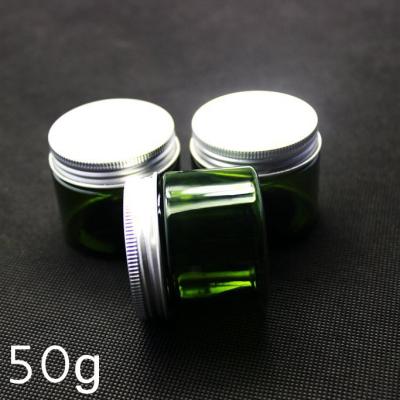 China 50g jar, wholesale PET green cream bottle 50g empty skin care cream bottle with foil cap, wholesale 50g plastic cosmetic packaging for sale