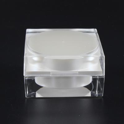 China Pure White Cream Containers 15g Square Shape White Cream Jar With White Cap, 15ml Acrylic Cream Jar, 0.5oz Empty Cosmetic Container for sale