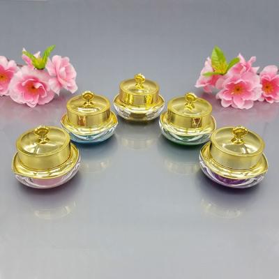 China Hot Sale 5g 10g Crown Shape Skin Care Cream Acrylic Cosmetic Jar For Eye Cream, Rose Gold Green Blue And Purple Cosmetic Empty Jar Wholesale for sale