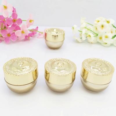 China BEAUTY PACKAGING 5g luxury cheap gold plastic containers with crown lids, 5g small plastic jars, wholesale plastic jars with lids for sale