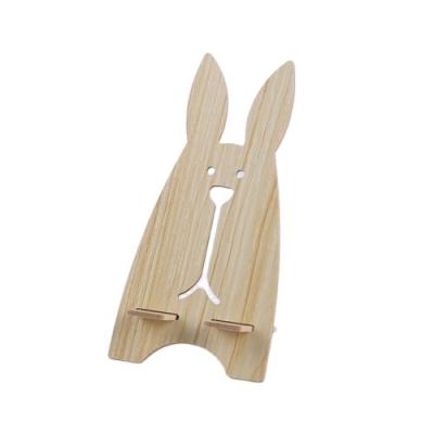 China Customized Fast Shipping Adjustable Portable Rabbit Shape Mobile Phone Wooden Stand for sale