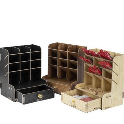 China Viable Factory Prices Customize Wooden Pen Holder Storage Boxes With Drawer for sale