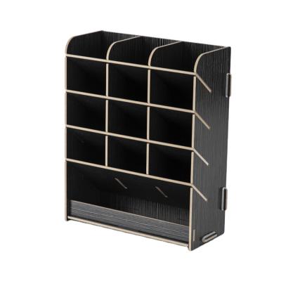 China Viable Hot Sale Student Multilayer Inclined Pen Holder Desktop Wooden Storage Box for sale