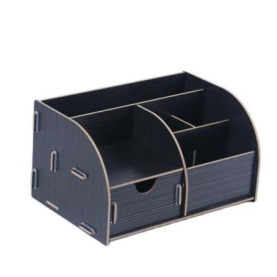 China Viable Professional Supply Container Six Wooden Desktop Pen Holder Storage Box Grid for sale