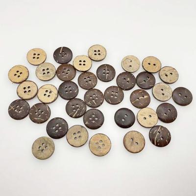 China Sustainable Factory Customized Wooden Button Coffee Color 2 Holes And Natural Coconut Shell Button For Woman 4 Hole Shirt for sale