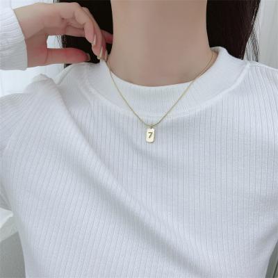 China 2021 new chain ethnic simple square female premium clavicle collarbone cool wind CIA brand brand character net red 7 for sale