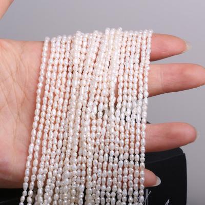 China Pearl Natural Freshwater Pearl Beaded Rice Shape High Quality Punch Loose Beads For Make Jewelry DIY Bracelet Necklace Accessories for sale