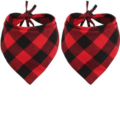 China Viable Accessories Bibs Bibs Pet Christmas Bandana Red Black Dog Plaid for sale