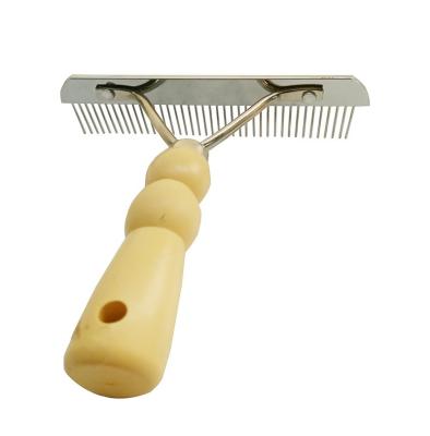 China Factory Direct Sale Stocked Stainless Steel Pet Comb Brush Pet Grooming Tools With Wooden Handle for sale