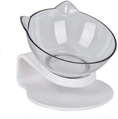 China Sustainable Cat Raised Stand Double Transparent Plastic Bowl, Pet Feeding Bowl | Pet Food Water Feeder Bowl for sale