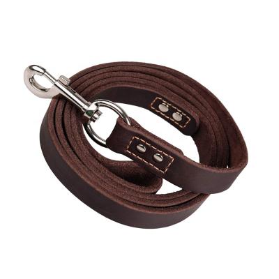 China YY Factory Stocked Custom Genuine Leather Dog Leash 6ft Dog Training Leash With Handle for sale