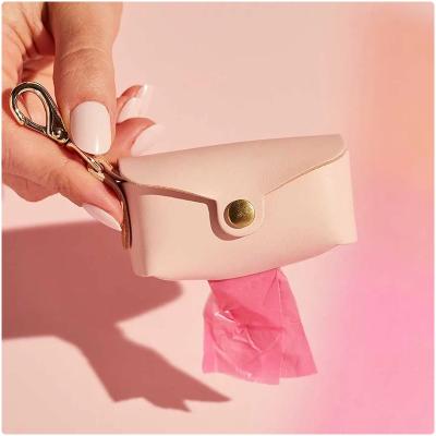 China Personalized Leather Pouch Stored Dog Poop Bag Holder Dog Poop Bag Dispenser Doggie Poop Bag for sale