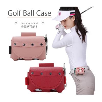 China Leather Golf Club Head Covers Outdoor Leather Travel Golf Ball Holder Waist Pocket Gym Golf Accessories for sale