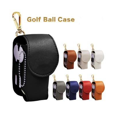 China Leather Golf Club Head Covers Travel Outdoor Leather Golf Ball Size Pocket Tee Case Tee Storage Rack Golf Sports Accessory for sale