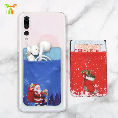 China Soft Cheap Adhesive Sticker Elastic Wallet Mobile Gift Card Holder For Cell Phone for sale