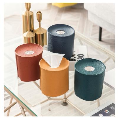 China Waterproof Dustproof Leather Paper Holder Roll Box PU Toilet Paper Towel Decorative Facial Tissue Dispenser For Bedroom Bathroom for sale