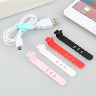 China OEM ELETECK Data Cable Ties Cable Wire Management Silicone Hook Loop Cable Tie Cable Tie Ties Power Wire Management for Earbud for sale