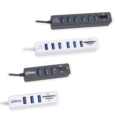 China SD/TF Card Reader HUB Adapter Multiport USB 2.0 Hub 3/6 Multi Ports OTG USB 2.0 Hub Splitter with Card Reader for sale