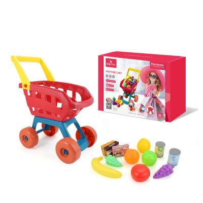 China 23 Piece Juguetes De Comestibles Pretend Play Food Toy Shopping Cart Eco-Friendly Material Accessories For Kids 3+ for sale