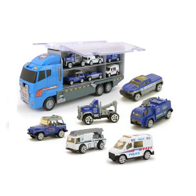 China Truck Toys Hot Selling Toy Plastic Small Mini 6 Police Container Storage Truck Alloy Cast Toy Vehicles Car Diecast Model for sale