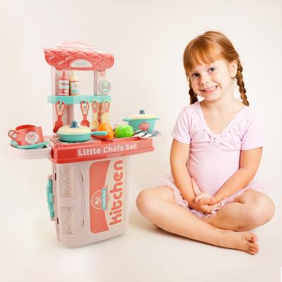 China Funny Educational Toy Children Pretending Role Play Pink Cooking Girls Kitchen Pretend Play-Set Toys for sale