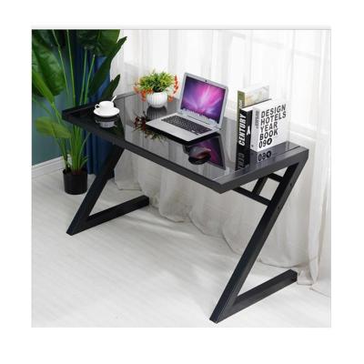 China Other Model: D2003 Logo Customization White Black Frame Glass Metal Study Table Computer Desk for sale