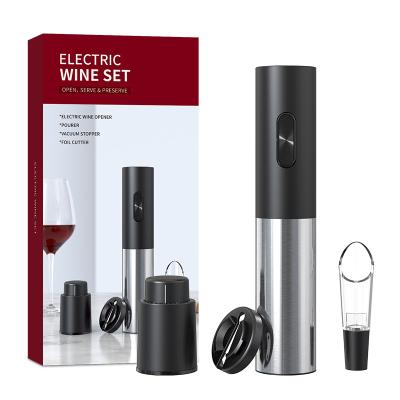 China Sustainable Electric Wine Opener With Battery , Stainless Steel Reusable Cordless Electric Wine Bottle Opener SET With Aerator 2-in-1 for sale