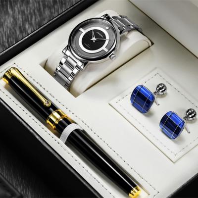 China Waterproof Classic Stainless Steel Quartz Wrist Watch With Box S9838G Mens Watch Luxury Gift Set for sale