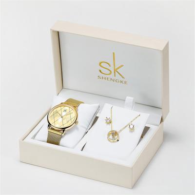 China Luxury Water Resistant Stainless Steel Band Ladies Watch Jewelry Gift Set K0121L Marked Watch Set For Women for sale