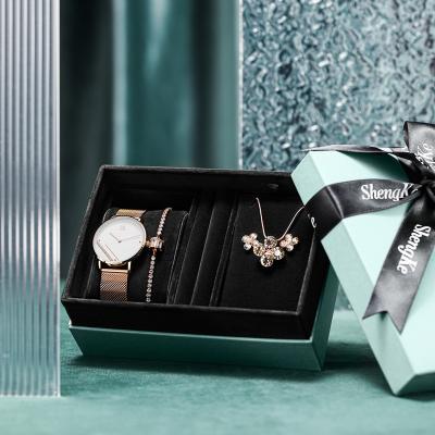 China Water Resistant Women Wrist Watch Luxury Jewelry Gift Box Set With Bracelet K0106L Female Fashion Wrist Watch Sets for sale