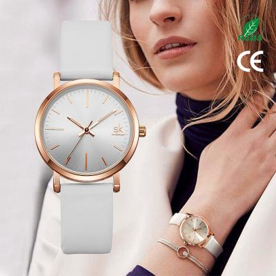 China Custom Logo Water Resistant SHENGKE Man Couples Watch K8039 Women Wrist Watch Leather Strap Simple Stylish Pairs Wrist Watch for sale