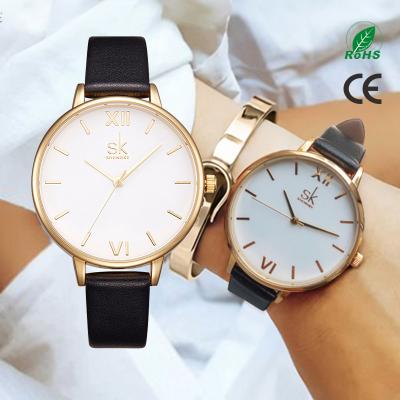 China SHENGKE Water Resistant Fancy Geometry Instant Ladies Watches K0056L Alloy Case Leather Strap Watches Ladies for sale