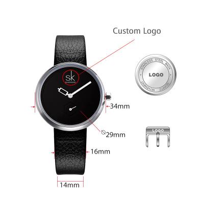 China SHENGKE K0051L Water Resistant Dress Ladies Watches Fashion PU Leather Strap Quartz Wristwatches for sale