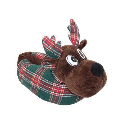 China 2021 Animal Shape Latest Design For Christmas Soft Fluffy Reindeer Winter Home Plush Slides Slippers Cute for sale