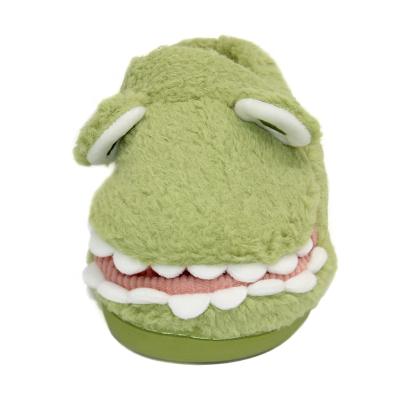 China 2021 fashion trend cartoon green comfortable non-slip plush crocodile creative men's women's children customize casual shoes ladies slippers for sale