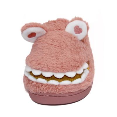 China Creative Crocodile Ladies Slippers Autumn Winter Cartoon Children Indoor Heat Pink 2021 Trend Home Fashion Plush Anti-skid Casual Shoes for sale