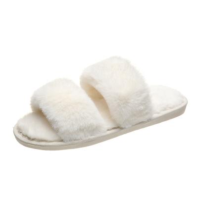 China New Trend Faux Fur Indoor Fashion Female Flat Warm Autumn Winter Lovely Casual Open House For Outdoor Sandals Women's Wear Cotton Slippers for sale