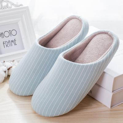 China Fashion Trend Vertical Knitting Cotton Fabric Inside Terry Cloth Quiet Warm Breathable Non-slip Floor Indoor Home Slippers For Women Men for sale