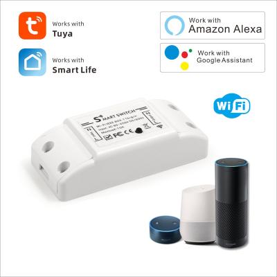 China Alexa Google Assistant Voice Control Relay Smart WiFi Remote Control Electric Wireless Lamp Switch With Tuya Module Remote Control for sale