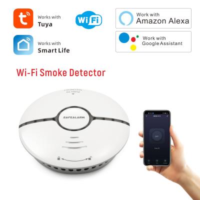 China APP Remote Control Smart Tuya WIFI Photoelectric Optical Smoke Detector for Home Security for sale