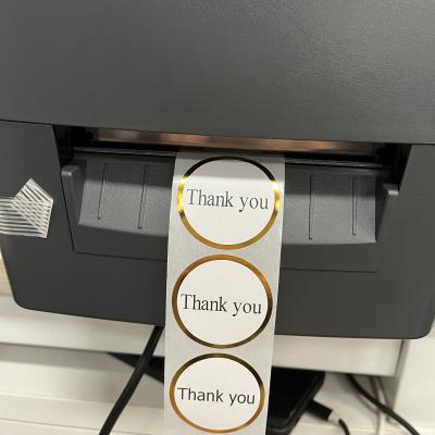 China Gold Foil Private Thank You Label Sticker Roll Adhesive with Custom Design Printing for sale