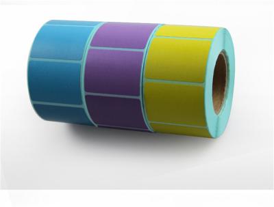 China Industrial Colorful Thermal Label Sticker Blue Pink Colored Adhesive Labels Roll for sale