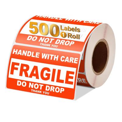 China Recyclable Fragile Label THIS SIDE UP Shipping Warning Sticker Roll for sale