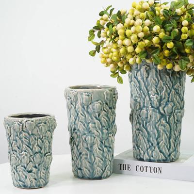 China Vintage Eco-friendly Modern Stylish Blue Glazed Ceramic Planters Pot Indoor Decorative Wholesale Flower Pots For Plants for sale