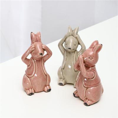 China Factory Direct Wholesale Eco-friendly Statue Table Decor Ceramic Rabbit Animal Statues For Home Decor for sale