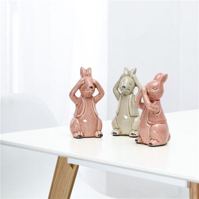 China Wholesale Eco-Friendly Decor Ceramic Rabbit Home Modern Design Factory Life Size Tabletop Statues for sale