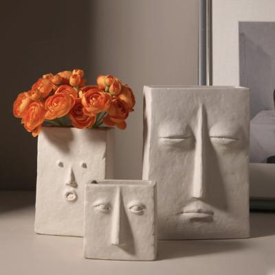 China Art Decor Creative Human Face Design Home Office Decoration Indoor Plant Ceramic Flower Pot for sale